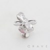 BOW RIBBON HEART DANGLE THREADLESS (PUSH IN) 316L SURGICAL STEEL LABRET SET